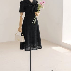 [여름베스트/격식룩/하객룩]카레나 타이넥 레이스 펀칭 원피스(롱,미니)[단독특가]