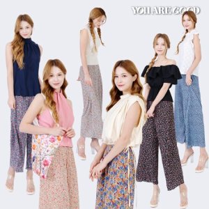 유아굿 여성 플라워 패턴 플리츠 팬츠 6종 TV상품