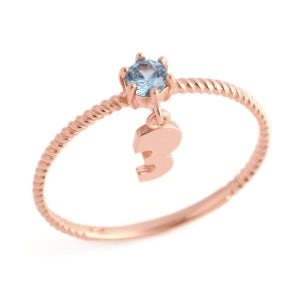 [비앤비골드] 18K 넘버링 탄생석 3월 아쿠아마린 꼬임 반지 PNR22634_200312F22634