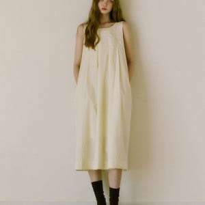 [그린버터] Cotton Nylon Pintuck Dress (Cream) 001