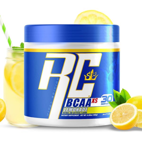 <b>로니 콜먼</b>의 EAA가 함유 BCAA XS 파우더 운동 후 <b>근육</b> 회복 분지 사슬 아미노산 여성 남성용 무설탕 수분 음료 구아바 넥타린 30인분  Lemonade  1개  195g