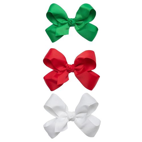 [아마존 공식]HAIRBOWS 여아용 그로그랭 헤어 리본 3팩, 헤어 클립에 매듭 랩 센터, 모든 연령 및 <b>모발</b> 유형, 12.7cm(5인치), <b>GRN</b>, 레드, 화이트