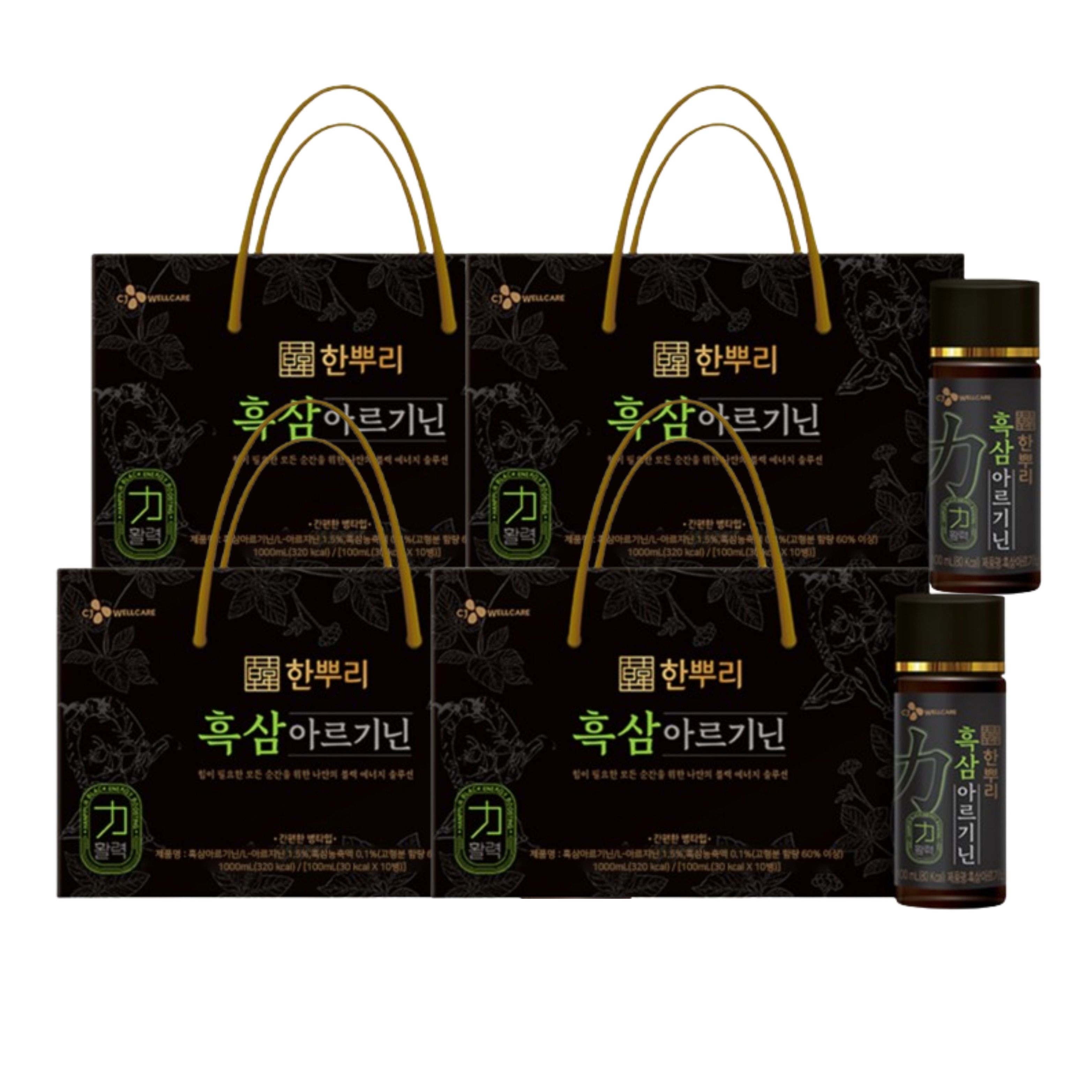 CJ 한뿌리 흑삼 아르기닌 활력 충전 <b>에너지</b> 음료 100ml 10개입x4개