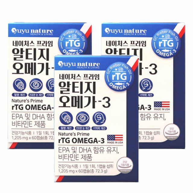 유유<b>네이처</b> <b>네이처</b>스 <b>프라임</b> 알티지 <b>오메가3</b> 1205mg 60캡슐 3통