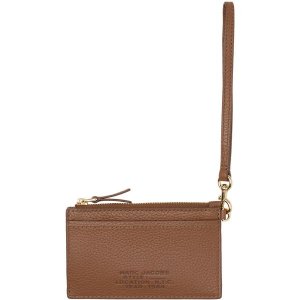 MARC JACOBS 브라운 The 레더 탑 집 Wristlet 지갑 S125L01RE22 ARGAN OIL 241190F040044