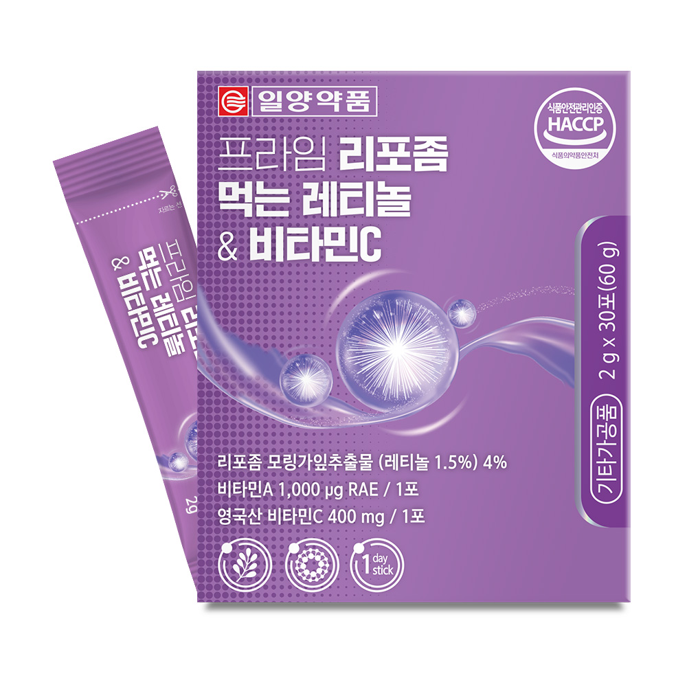 <b>일양약품</b> 프라임 리포좀 먹는 레티놀 &amp; <b>비타민C</b> 2g x 30포, 6개
