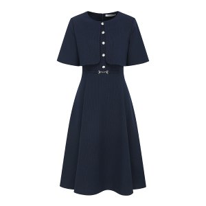 [JJ지고트] 벨트 장식 레이어 플레어 원피스 (NAVY) GR5P0OP511