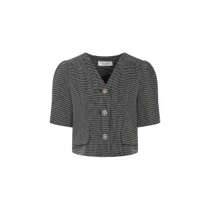 [JJ지고트] 잔체크 퍼프 브이넥 크롭 재킷 (BLACK) GR5P0JK501