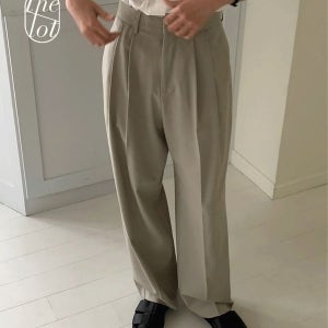 슬랙스 (일부당일) [overtake] 오버테이크 뉴 시몬 핀턱 슬랙스 팬츠 (3color) 일자/와이드/출근룩/하객룩/일상룩