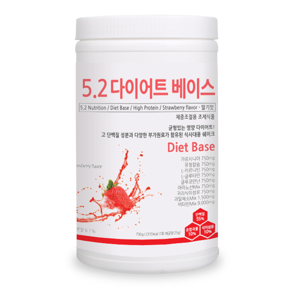 5.2 다이어트베이스 750g 딸기맛 체중조절용 다이어트쉐이크  1개  상세 설명 참조