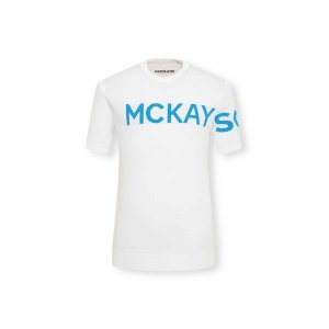 [맥케이슨]  남성 로고 포인트 반팔스웨터 화이트 MCM2SU001WHI
