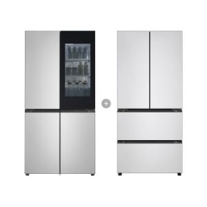 LG 디오스 오브제컬렉션 STEM 베이직 냉장고 Fit & Max (노크온) + LG 디오스 오브제컬렉션 김치톡톡 Fit & Max R1081SVV357