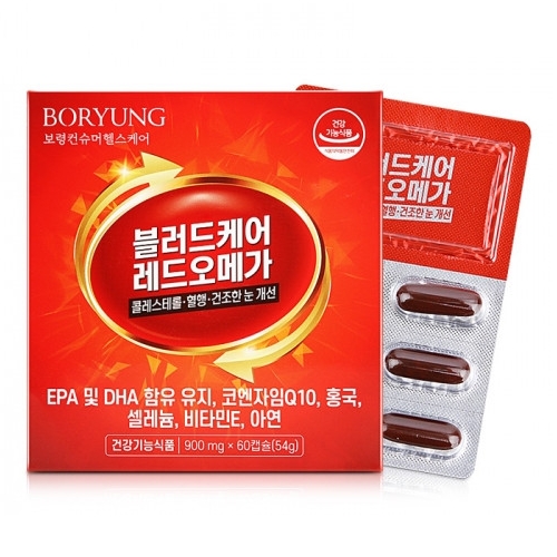 보령 블러드 케어 <b>레드 오메가</b> 900mg x 60캡슐, 1개