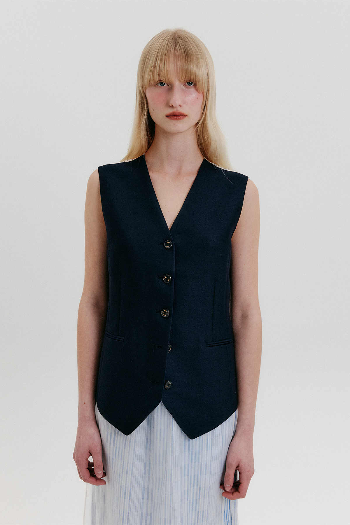 [잉크] Buttoned Vest - Navy - 기타