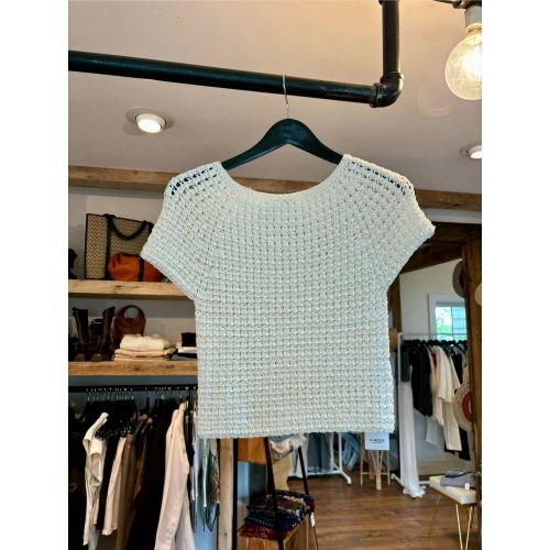 SMode Crochet Short Sleeve Top - White