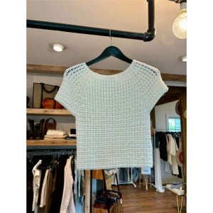 SMode Crochet Short Sleeve Top - White