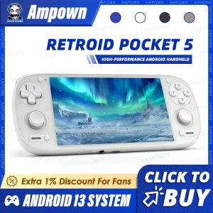Retroid Pocket 5 휴대용 게임 콘솔 5.5’’ AMOLED 스크린 Android13 조이스틱 RGB 조명 효과 활성 냉각 비디오 게임