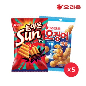 오리온 [오리온] 썬 핫 스파이시(80g)5개+오징어땅콩(98g)5개