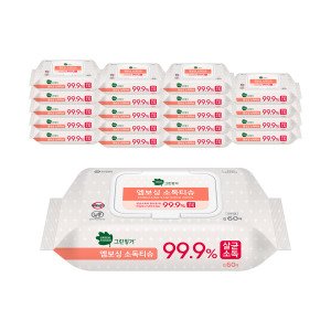 그린핑거 그린핑거 엠보싱 소독티슈 캡60매X20팩