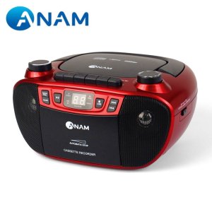 아남 MP3 CD포터블 카세트 A-90 USB인식 카세트 FM 라디오 AUX 이어폰 단자 어학용  레드