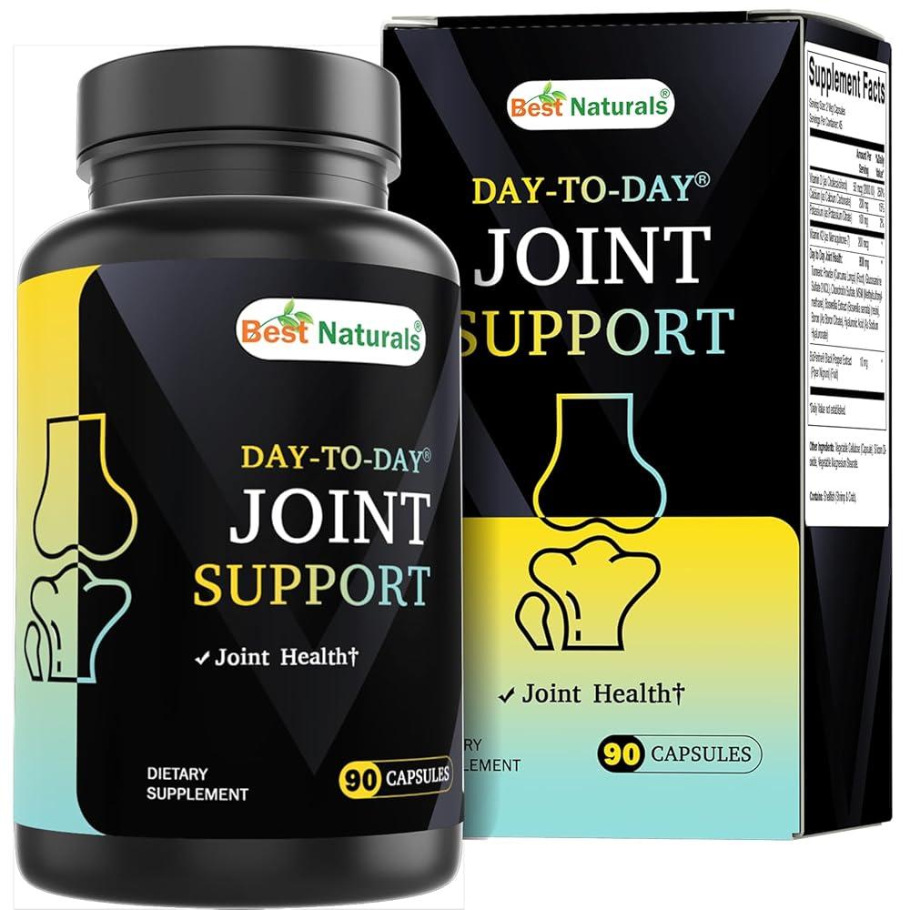 Best Naturals Day-to-Day 관절 지지 식물성 캡슐 90개 - Vitmain D K2 칼슘 칼륨 강황 글루코사민 콘드로이틴 MSM으로 제작  1개