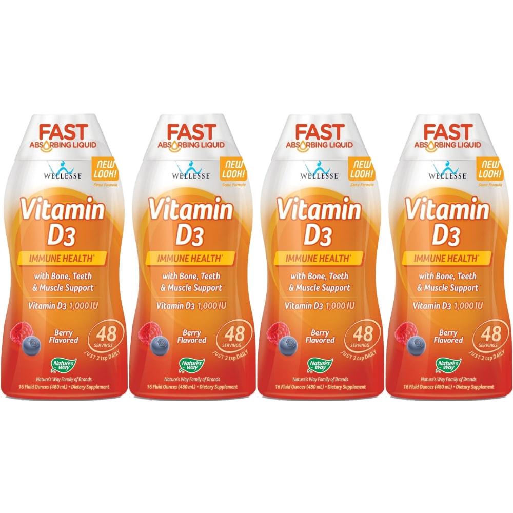 네이처스웨이 고흡수 <b>이뮨 헬스</b> 비타민 <b>D3</b> <b>25mcg</b> 액상 액체 베리맛  4개  480ml