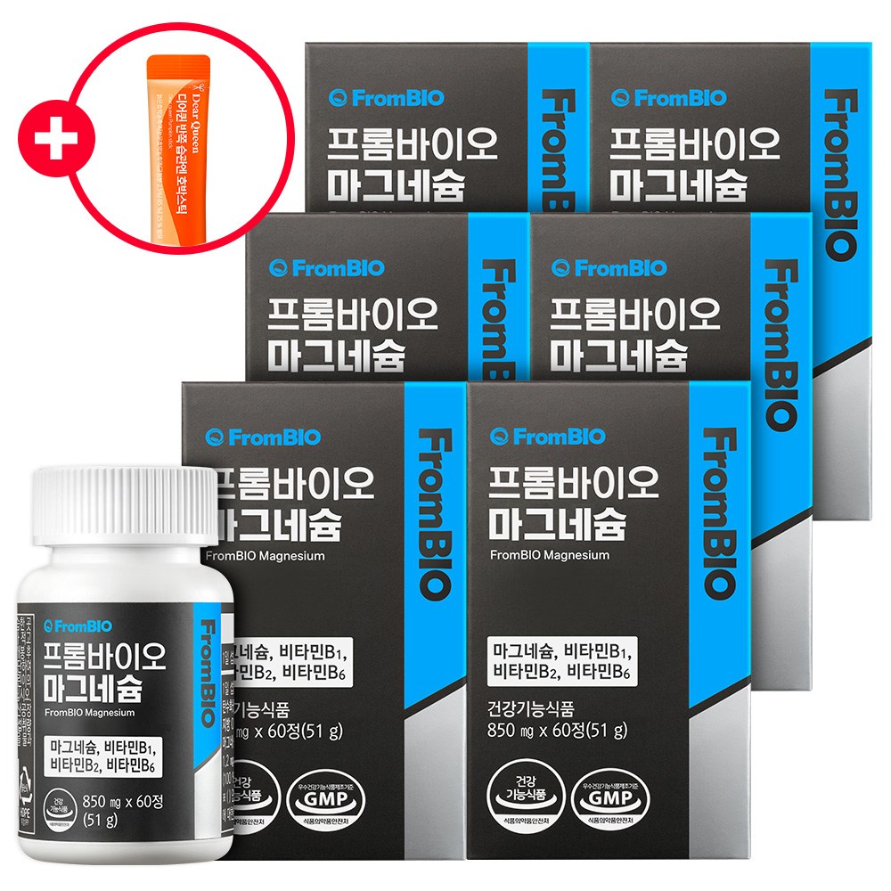 <b>프롬바이오</b> 마그네슘 신경근육기능유지 식약처 기능성인정 건강기능식품 비타민B  60정  6개