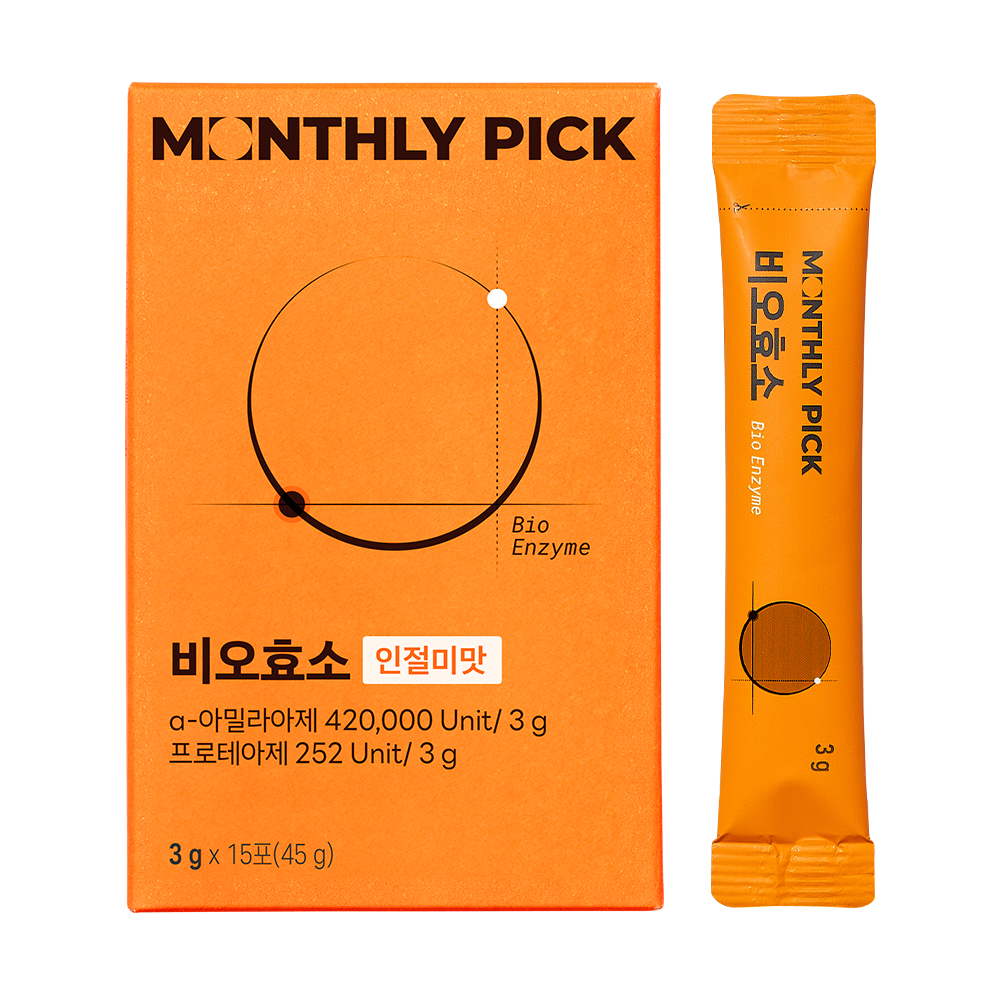 <b>먼슬리픽</b> 비오<b>효소</b> 국산 고소한 곡물 발효 탄수화물 단백질 지방 감소 분해  1박스  15회분
