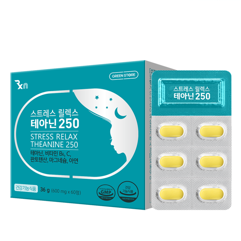 <b>그린스토어</b> 스트레스 릴렉스 <b>테아닌</b> 250 600mgX60정 (1개월분)  60정  1개