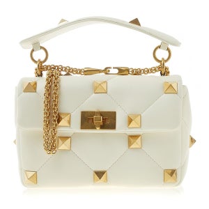 발렌티노 미디움 로만 스터드 체인 레더 숄더 가방 아이보리 0B0I82 BSF 098 여성 미디엄 숄더백 1W2B0I82