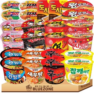 컵라면 큰사발 용기라면 12종 24개입(불닭2 까르보불닭2 간짬뽕2 육개장사발면2 김치사발면2) (신2 새우2 진매2 열2 참깨2 왕뚜껑2 도시락2)  24개