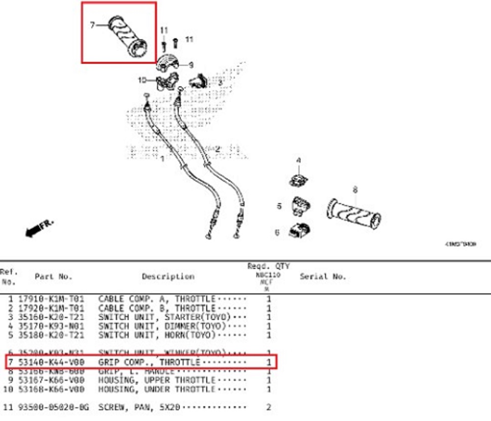 월드전자 CNS <b>슈퍼</b>커브110 클릭125 비전110 <b>엘리트</b>125 손잡이 우 핸들그립 우 53140-K44-V00