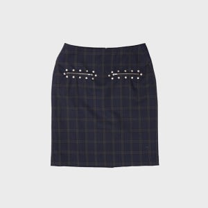 데어드 Stud Pocket Skirt In Navy Check