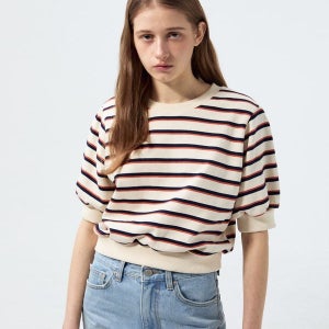 [르네즈미아] STRIPE CROP MTM IVORY