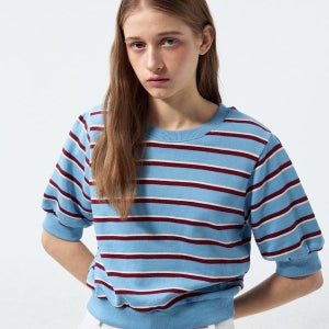 [르네즈미아] STRIPE CROP MTM BLUE