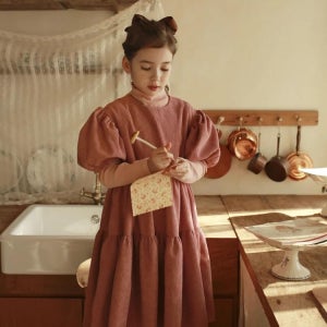 [럭키밤비네] 코듀로이 퍼프 슬리브 원피스