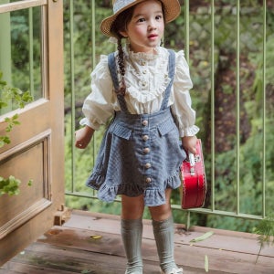 뮤디 멜빵 스커트_네이비