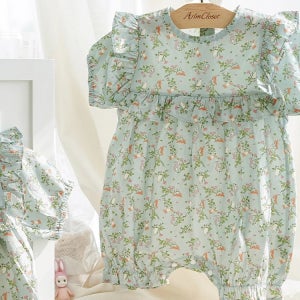 동화나라 속 아가가 토끼를 만났죠 - lace point blue bunny cute baby cotton bodysuit