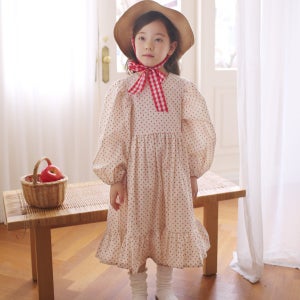 [럭키밤비네] 스퀘어 네크라인 도트 원피스