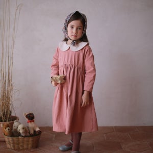 [럭키밤비네] 둥근 카라 루즈핏 원피스_핑크