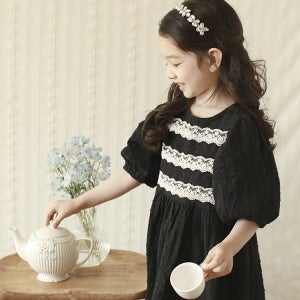 [럭키밤비네]로맨틱 슬리브 원피스_블랙