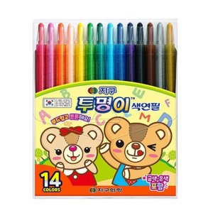 투명이 색연필 색칠 놀이 공부 미술 도구 14색