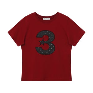 [바우프] 3 logo 도트 슬림핏 티셔츠 [레드] BT25SS-WRED9
