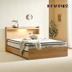 보루네오 (매트포함)100%국내제작 LED 수납 고급형 통서랍 SS Q 침대프레임+프리미엄 매트리스