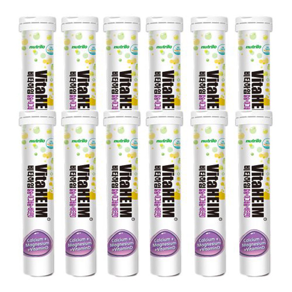 <b>누트릴로</b> 비타하임 칼슘 <b>마그네슘</b> 비타민D 6000mg 15정 12개 물에타먹는발포형