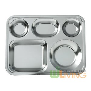 스텐전말이식판6호 [국산]타원형/국그릇필요(3찬/374*287*25*0.5T),◆위드리빙◆스텐식판/플라스틱식판/폴리카보네이트식판/PC식판/멜라민식판/국그릇/학교식판/급식판/배식판/