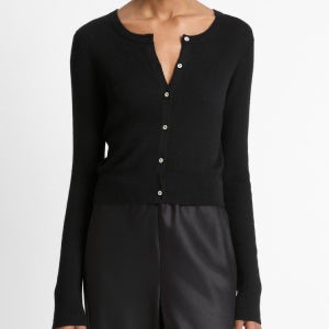 [빈스 여성] 빈스 짜임 캐시미어혼방 크롭 니트 가디건 VCSW5E400BK
