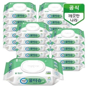 깨끗한나라 [깨끗한나라] 물티슈 퓨어 그린 캡형 100매 24팩