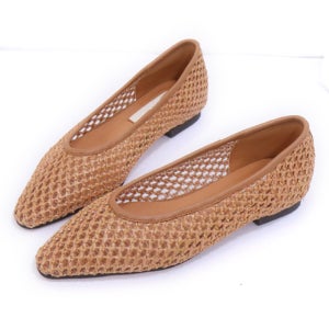 허니 카라멜 브라운 메쉬 플랫슈즈(230~250사이즈까지)[펀칭 낮은 굽 시원한 봄 여름 수제화 발 편한 데일리 여행 나들이 휴양지 바캉스 명품 원단 보세 고급 브랜드 디자이너]