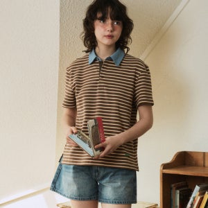 [그린버터] Stripe Polo Tee (Brown) 001